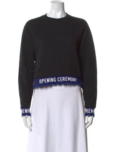 Pre-owned Opening Ceremony Graphic Print Crew Neck Crop Top In Black