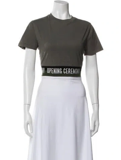 Pre-owned Opening Ceremony Graphic Print Crew Neck Crop Top In Green