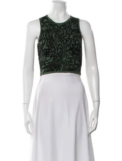 Pre-owned Opening Ceremony Graphic Print Crew Neck Crop Top In Green