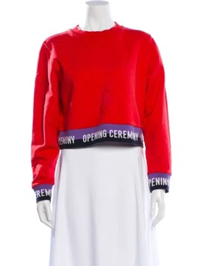 Pre-owned Opening Ceremony Graphic Print Crew Neck Crop Top In Red