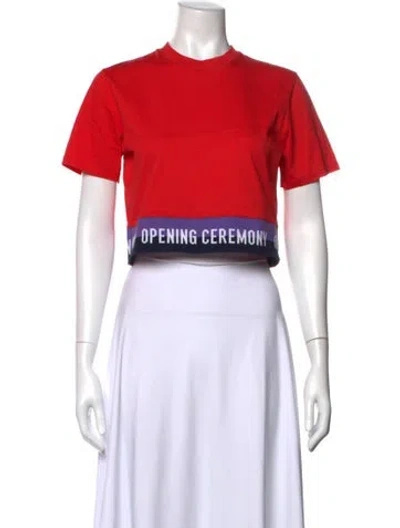 Pre-owned Opening Ceremony Graphic Print Crew Neck Crop Top In Red