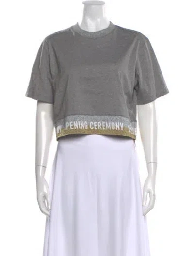 Pre-owned Opening Ceremony Graphic Print Crew Neck Crop Top W/ Tags In Gray