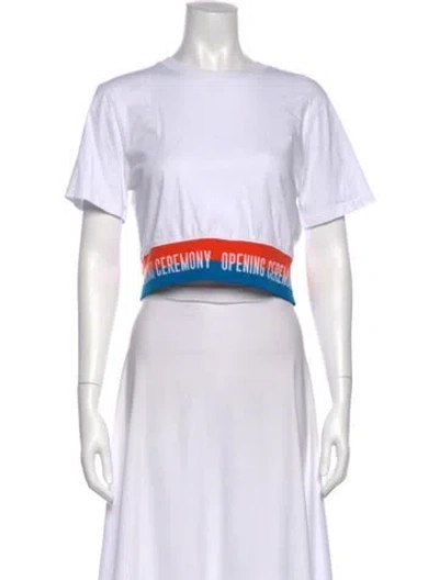 Pre-owned Opening Ceremony Graphic Print Crew Neck Crop Top In White