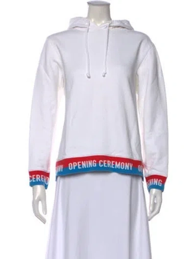Pre-owned Opening Ceremony Graphic Print Crew Neck Hoodie In White