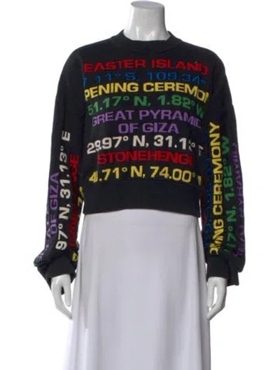 Pre-owned Opening Ceremony Graphic Print Crew Neck Sweater In Black