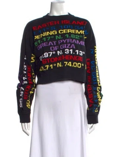Pre-owned Opening Ceremony Graphic Print Crew Neck Sweater In Black