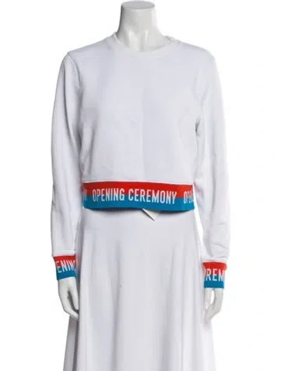 Pre-owned Opening Ceremony Graphic Print Crew Neck Sweater In White