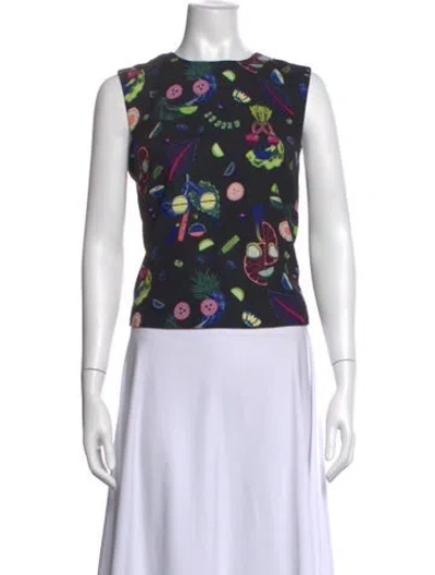 Pre-owned Opening Ceremony Graphic Print Crew Neck Top In Black