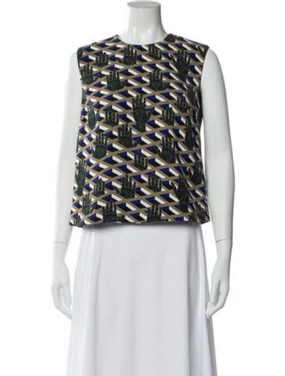 Pre-owned Opening Ceremony Graphic Print Crew Neck Top In Blue