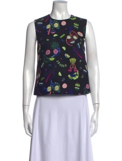 Pre-owned Opening Ceremony Graphic Print Crew Neck Top In Blue