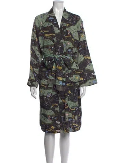 Pre-owned Opening Ceremony Graphic Print Knee-length Dress In Black/green
