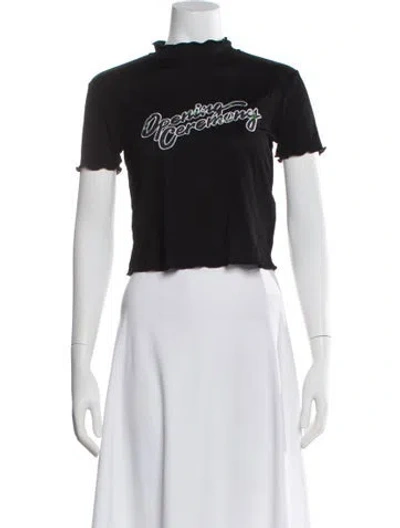 Pre-owned Opening Ceremony Graphic Print Mock Neck Crop Top In White