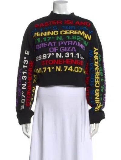 Pre-owned Opening Ceremony Graphic Print Mock Neck Sweater In Black