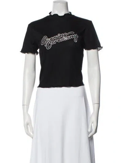 Pre-owned Opening Ceremony Graphic Print Mock Neck T-shirt In Black