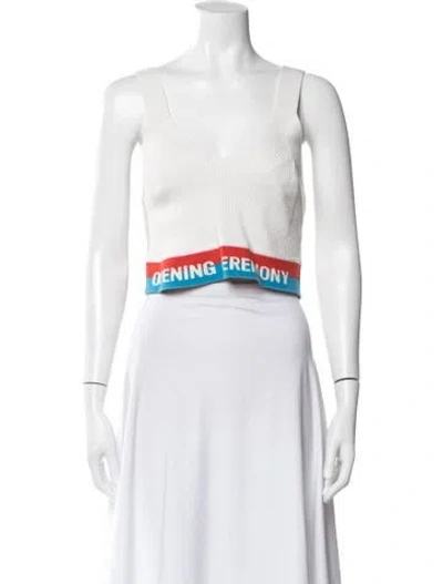 Pre-owned Opening Ceremony Graphic Print V-neck Crop Top In Neutral