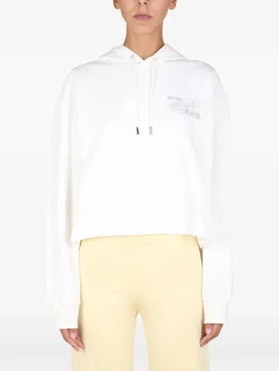 Opening Ceremony Cropped Hoodie With Artistic Graphics In White