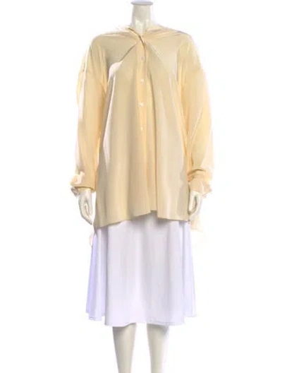 Pre-owned Opening Ceremony Hooded Silk Button-up Top In Neutral