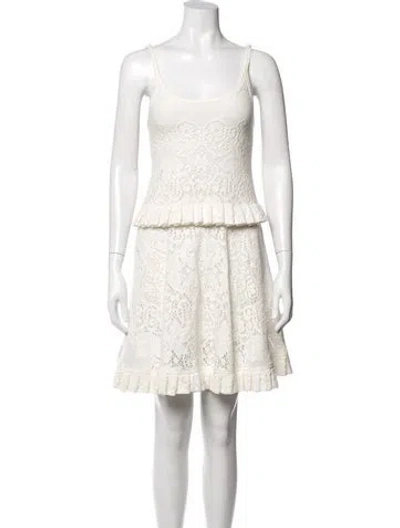 Pre-owned Opening Ceremony Lace Pattern Mini Dress In Neutrals