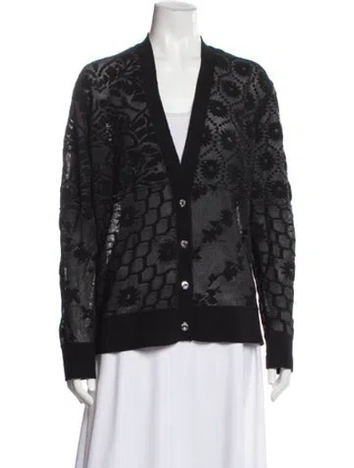Pre-owned Opening Ceremony Lace Pattern V-neck Sweater In Black