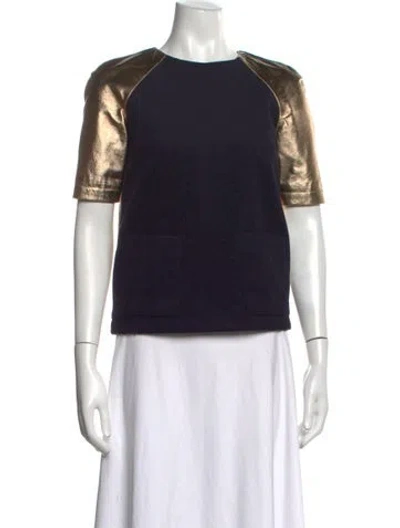 Pre-owned Opening Ceremony Lamb Leather Crew Neck Top In Blue
