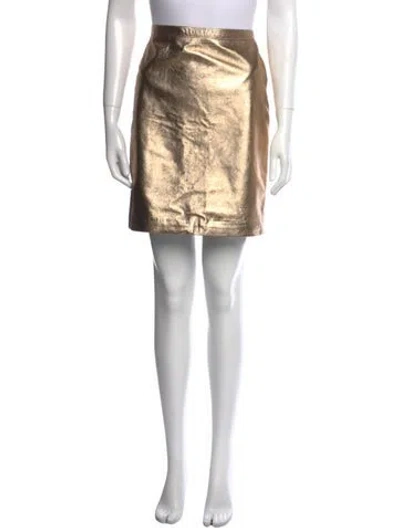 Pre-owned Opening Ceremony Lamb Leather Mini Skirt In Gold