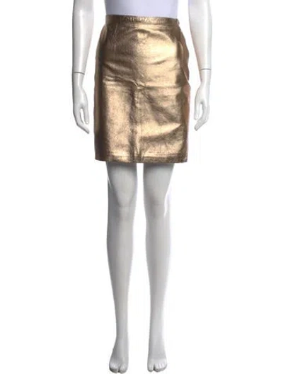 Pre-owned Opening Ceremony Lamb Leather Mini Skirt In Gold