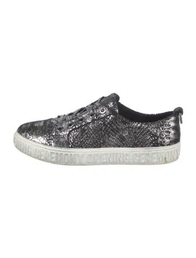 Pre-owned Opening Ceremony Leather Animal Print Sneakers In Silver
