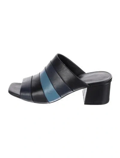 Pre-owned Opening Ceremony Leather Colorblock Pattern Slides In Blue