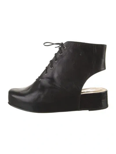 Pre-owned Opening Ceremony Leather Cutout Accent Lace-up Boots In Black