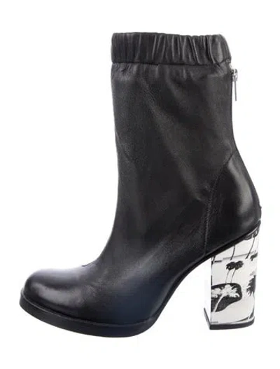 Pre-owned Opening Ceremony Leather Graphic Print Boots In Blue