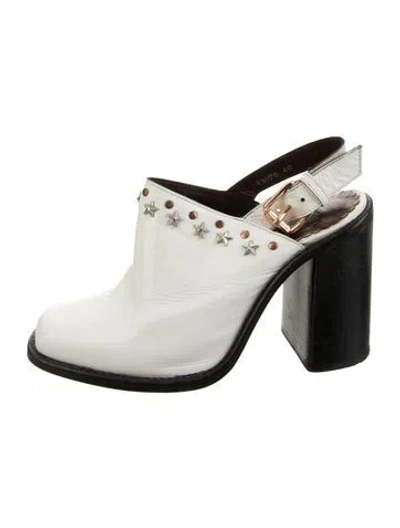 Pre-owned Opening Ceremony Leather Graphic Print Mules In White