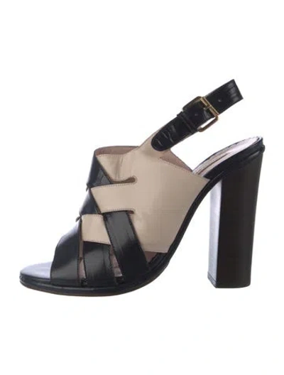 Pre-owned Opening Ceremony Leather Printed Slingback Sandals In Blue