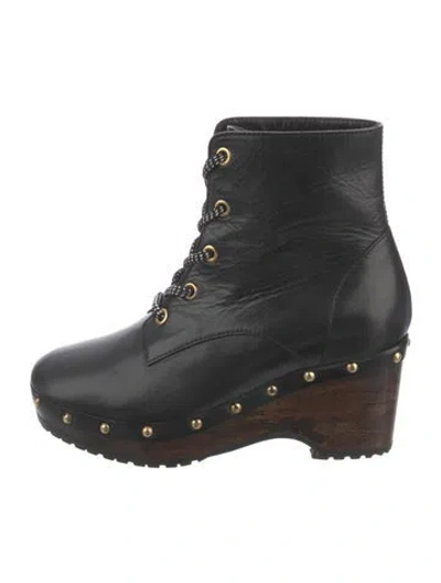 Pre-owned Opening Ceremony Leather Studded Accents Lace-up Boots In Black