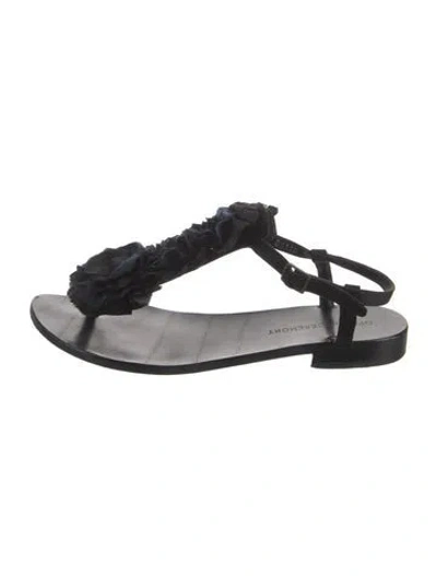 Pre-owned Opening Ceremony Leather T-strap Sandals In Black