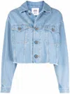 Opening Ceremony Logo-print Cropped Denim Jacket In Blue
