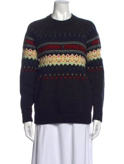 Pre-owned Opening Ceremony Merino Wool Graphic Print Sweater In Black