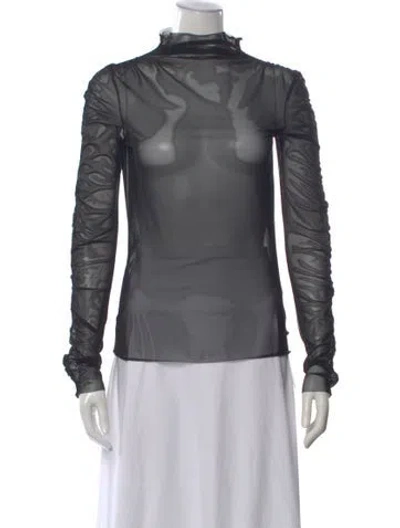Pre-owned Opening Ceremony Mesh Mock Neck Top In Black
