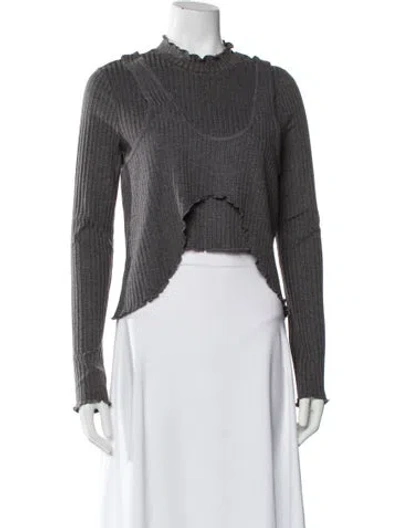 Pre-owned Opening Ceremony Mock Neck Long Sleeve Top In Gray