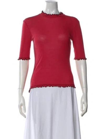 Pre-owned Opening Ceremony Mock Neck Three-quarter Sleeve Top In Red