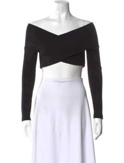 Pre-owned Opening Ceremony Off-the-shoulder Long Sleeve Crop Top In Black