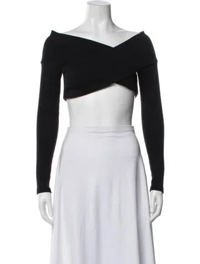 Pre-owned Opening Ceremony Off-the-shoulder Long Sleeve Crop Top In Black