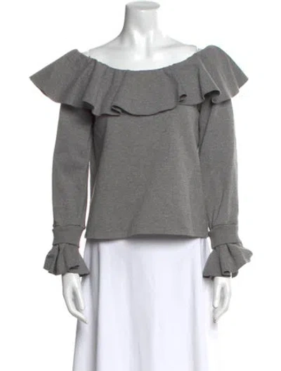 Pre-owned Opening Ceremony Off-the-shoulder Long Sleeve Sweatshirt In Gray