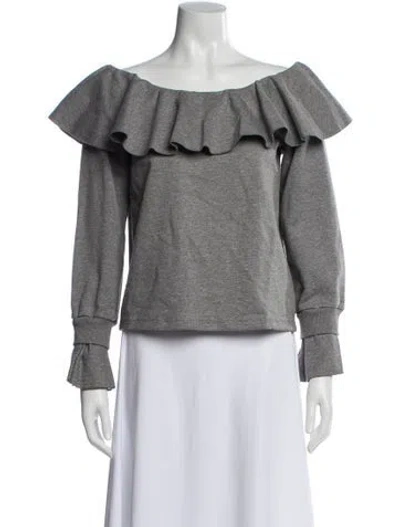 Pre-owned Opening Ceremony Off-the-shoulder Long Sleeve Sweatshirt In Gray
