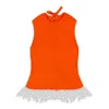 Opening Ceremony Orange Beaded Open Back Knit Blouse In Orange