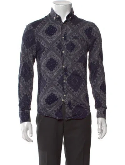 Pre-owned Opening Ceremony Paisley Print Long Sleeve Dress Shirt In Blue