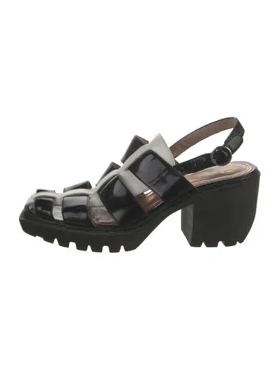 Pre-owned Opening Ceremony Patent Leather Colorblock Pattern Sandals In Blue