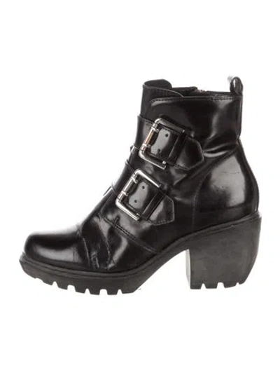 Pre-owned Opening Ceremony Patent Leather Combat Boots In Black