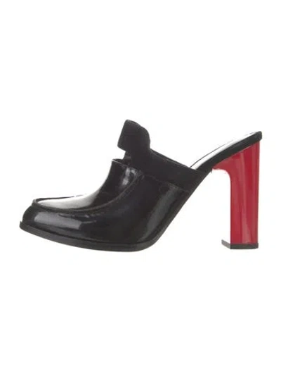 Pre-owned Opening Ceremony Patent Leather Cutout Accent Mules In Black