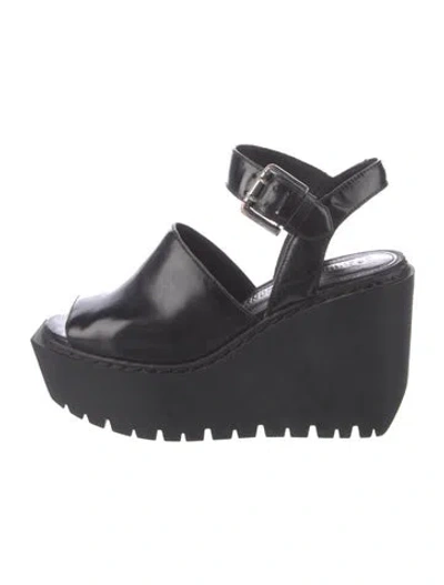 Pre-owned Opening Ceremony Patent Leather Slingback Sandals In Black