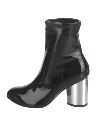 Pre-owned Opening Ceremony Patent Leather Sock Boots In Black